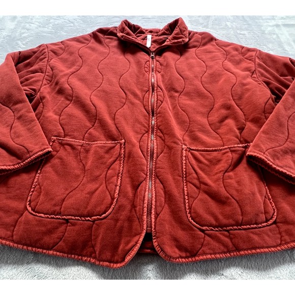 Fabletics Jacket‎ Womens 3X Orange Tedi Quilted Collar Full Zip Pockets Cotton - Picture 2 of 14